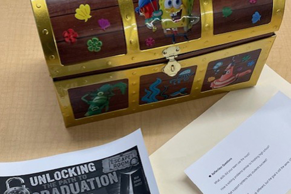 A treasure chest and an escape room worksheet